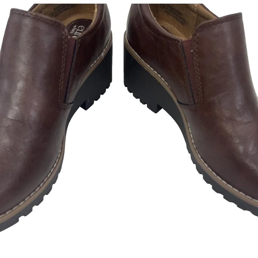 EUROSOFT by SOFFT Emari Booties Slip On Block Heel Boots NEW Brown Size 10M